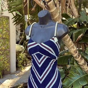 Tommy Hilfiger, red white and blue Chevron stripe nautical slip dress ma…